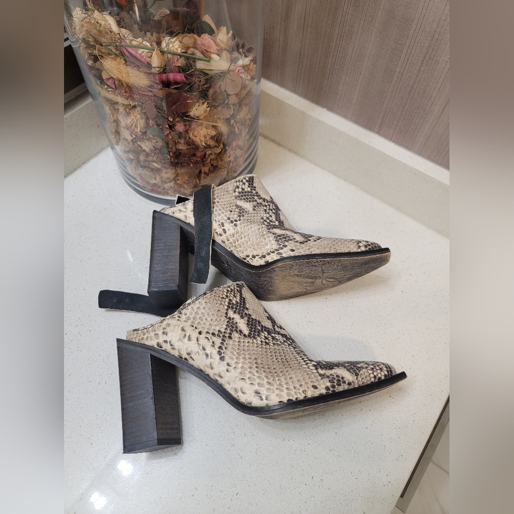 Free People Silver Storm Python Snake Slingback M… - image 5